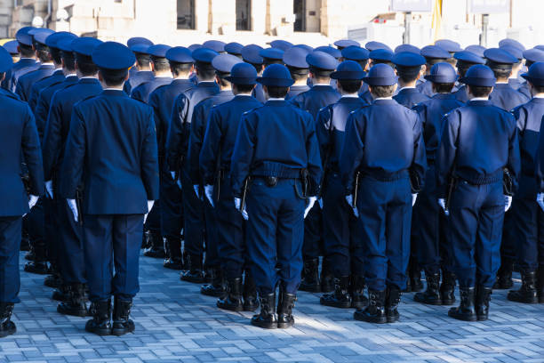 January 10, 2020 At the Jingu Gaien in Tokyo The riot police inspection ceremony of the Metropolitan Police Department was held