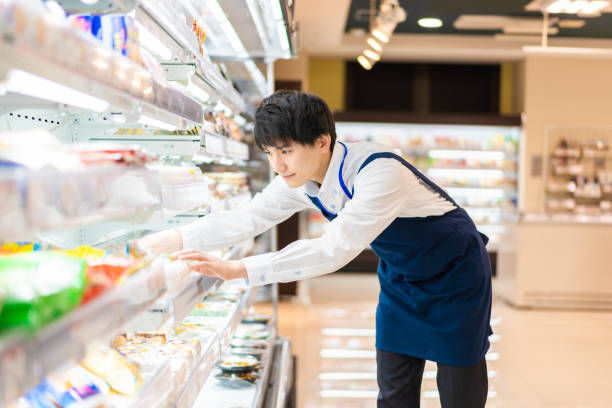 Young staffs working at a supermarket